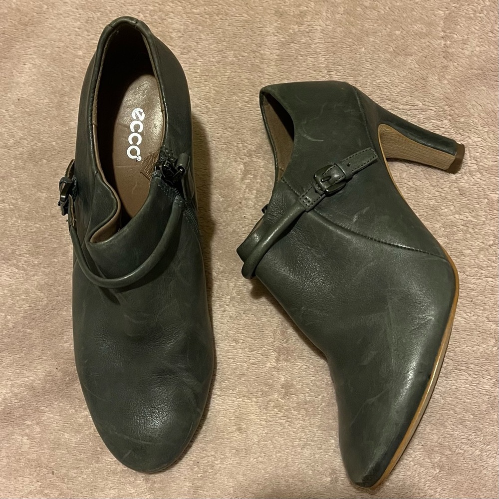Ecco Ankle Boots Nephi Pumps Booties Gray-Blue Leather Size 35/5